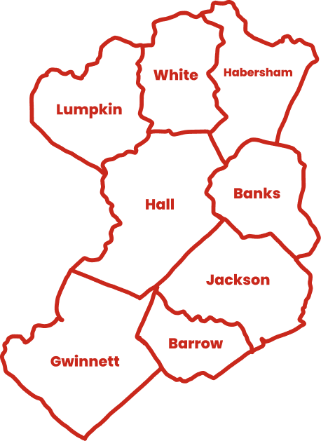 Map of North Georgia counties served